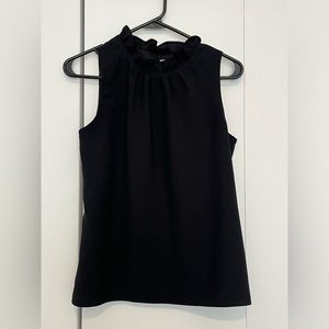 NWOT J. Crew Black Tank with Ruffle Neck